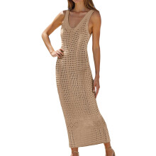 Boheme Blomster Kimono Coverup til Kvinder – Løst Strandcoverup, Kompatibel med Badetøj, Khaki, M