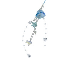 Porte-clés méduse tendance pour téléphone portable, orné de cristaux, d'étoiles et de perles. Accessoire à la mode et portable pour un usage