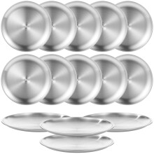 Assiettes en acier inoxydable de 26 cm (10,2 pouces), service de 10 assiettes plates pour la cuisine, idéales pour le camping, les pique-niques et