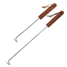 2x BBQ-madflipper, kødflipperkrog, pigtail-madflipper, rustfrit stål, ny