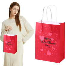 Sacs fourre-tout en forme de cœur pour la Saint-Valentin avec poignée – Sacs cadeaux décoratifs en papier pour bonbons, petits cadeaux, cadeaux