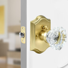 Satin Brass Glass Crystal Door Knobs with Lock Privacy Function for Bedroom Bathroom Interior Vintage Style Satin Brass+Rose