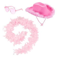 Set de pălărie și eșarfă în stil occidental pentru femei, set de accesorii pentru costume de festival, roz