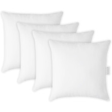Garnitures de coussin 16x16 (lot de 4, blanc) pour housses décoratives – lit, canapé, compatibles avec les housses standard