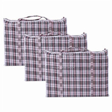 Lot de 3 grands sacs de déménagement ultra-résistants avec fermeture éclair, motif à carreaux et poignées de transport – Noir