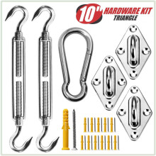 Kit de fixation de 25 cm pour voile d'ombrage triangulaire, acier inoxydable 316 de qualité militaire B