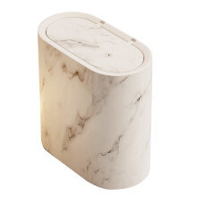 Poubelle élégante à finition marbre, à espace réduit, blanche, 1 pièce