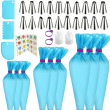 Juego de mangas pasteleras y boquillas de silicona reutilizables (30 cm + 35 cm + 40 cm) con boquillas para decorar pasteles, cupcakes y galletas —