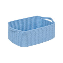 Boîte de rangement en corde de coton tissée bleue, 13 x 8,6 x 5,1 pouces