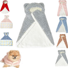 Hundekappe til hunde – blød flannel hundebade med hætte, 7 modeller, brun, stor, kompatibel med små til mellemstore hunde