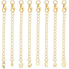 24Pcs Gold Chain Extenders, 8 Styles, Lobster Clasp, for Necklace/Bracelet/Anklet, 18K Gold Plated, KK-GA0001-52G