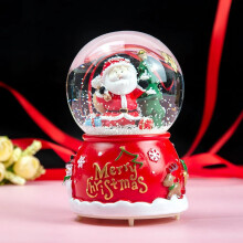 6.3" Glowing Snow Globe Music Box w/ Santa, Crystal Xmas Ornament, Birthday Gift for Girls & Boys