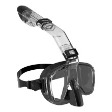Full Face Snorkel Mask for Adults, Compatible with GoPro, Foldable 180 Panoramic View, Anti-Fog & Anti-Leak, Black