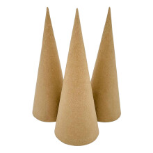 3 Pieces Craft Cones Paper Cones Holiday Ornaments 25cm Tall Cardboard for Xmas Party and Kids Art Projects