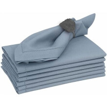 Premium Linen Napkins Set of 4 (20x20"), Hemstitch & Mitered Corners, Soft Washable Cloth Napkins for Weddings, Parties, Daily Use – Grey