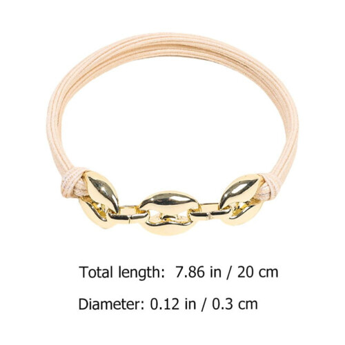 Conjunto de 3 pulseiras de cabelo douradas circulares para meninas. 1