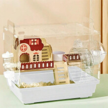 Cage pour hamster en acrylique transparent avec accessoires, 13,5 x 10 x 13