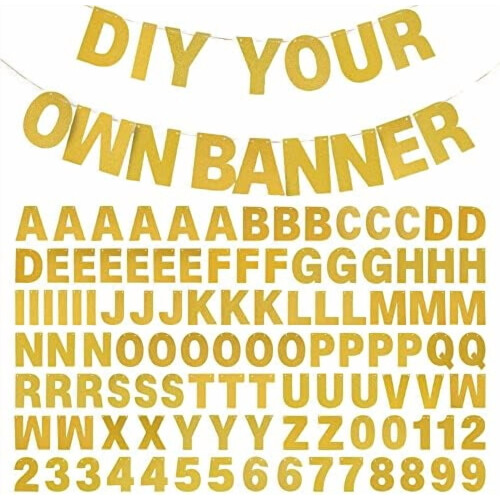 Kit per striscione glitterato con lettere dorate (1 set)