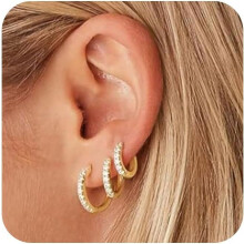 Gold Plated Pearl Drop Earrings for Women 1 Pair