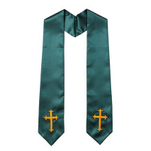 Eleganter Klerus-Stola, wendbar, Stickerei,-Schwarzgrün