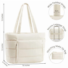 Prešívaná ľahká dámska taška Puffer Tote, 15,6 palca