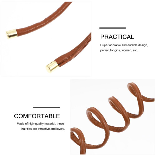 Élastiques à cheveux ajustables pour filles, marron, lot de 1 1