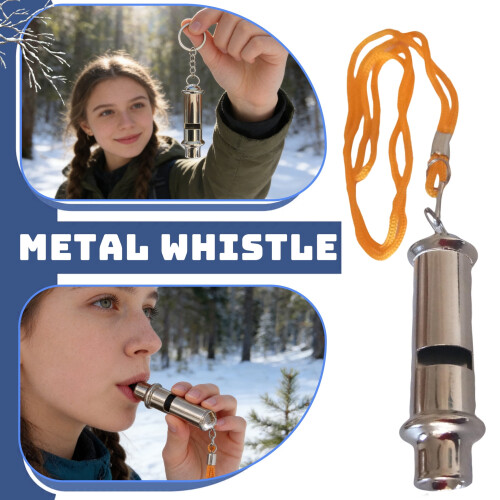 Emergency Whistle 120dB Lightweight Durable Silver Pair
