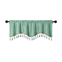 59.06x15.75in Fringed Short Curtain Panels - Polyester Rod-Pocket Window Drapes for Bedroom/Living Room (Green)