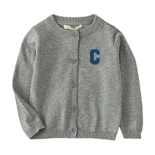 Girls Cardigan Long Sleeve Button Sweater Girl Crew Neck Cardigans Sweater, Grey 4Y