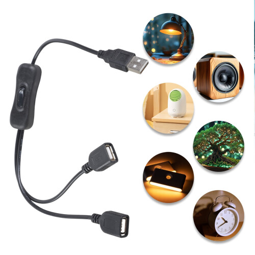 USB-verlengkabel met dubbele poort en laadschakelaar. 1