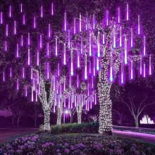 LED Outdoor String, Rain Lights, Meteor Lights,Meteor rain Lights 50cm 8 Tube Solar rain Lights with for Christmas Parties Wedding Christmas Tree