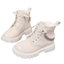 Toddler Boots,Girls Glitter Pearl Ankle Boots British Style Short Boots Fall Winter Big Leather,Girl Boots,11-11.5 Years,Beige