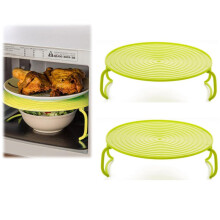 Beppter 2-Pack Microwave Folding Tray, 2-Tier Stacker with Foldable Handles – Compatible with Most Microwaves