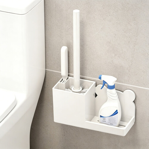 Porte-brosse de toilette mural en plastique avec système d'évacuation