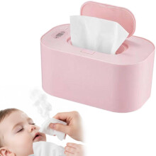Portable Wipe Warmer with LED Display, Adjustable Heating, Even Warmth for Home/Car/Travel – Pink