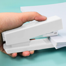 Effortless Stapler, Large Standard Handheld, Multi Functional, Labor Saving Design, for Institute Projects, Desk Work, and Home Use, White, by FAJHHA