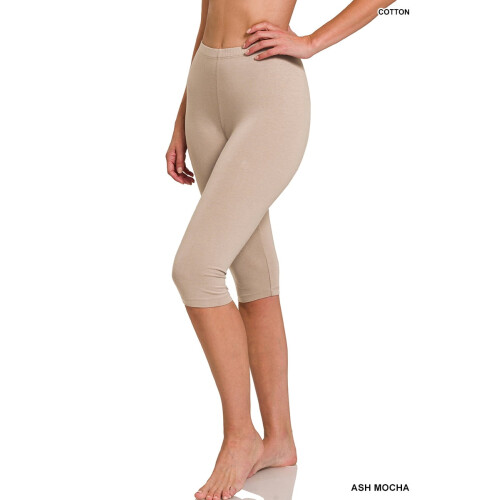 Dame Essential Basic Bomuld Spandex Stretch Capri Leggings til Under Knæet 2