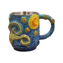 Taza artística – Acero inoxidable y resina, 9 cm o 10 cm, 1 unidad