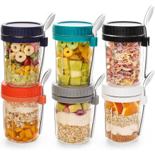 Recipientes de vidrio para avena nocturna de 473 ml (16 oz), paquete de 6 unidades