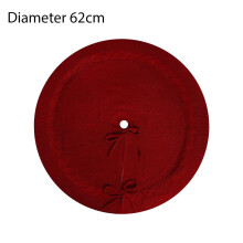 Burgundy Cable Knit Christmas Tree Skirt – 24.4"/36.2"/48", Rustic Cozy Holiday Decor
