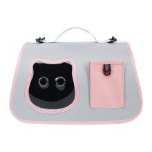 Portable Cat Carrier Bag – Breathable Window, Soft-Sided, Lightweight, Ventilated, Secure Pocket, Pink & Grey, Compatible with Cats & Small Pets