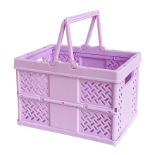 Storage Crate,Plastic Baskets for Organizing,Collapsible Shopping Basket,Foldable Crate with Handles for Kitchen,Bathroom