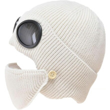 3-in-1 Unisex Knitted Goggles Beanie, Unisex Winter Ski Hat with Goggles and Detachable Mask for Cold Weather Outdoor Activities
