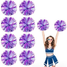 8 PCS Metallic Cheerleading Pom Pom for Team Spirit Sports Dance Cheering Kids Adults-Ring Style (Colorful+Blue)