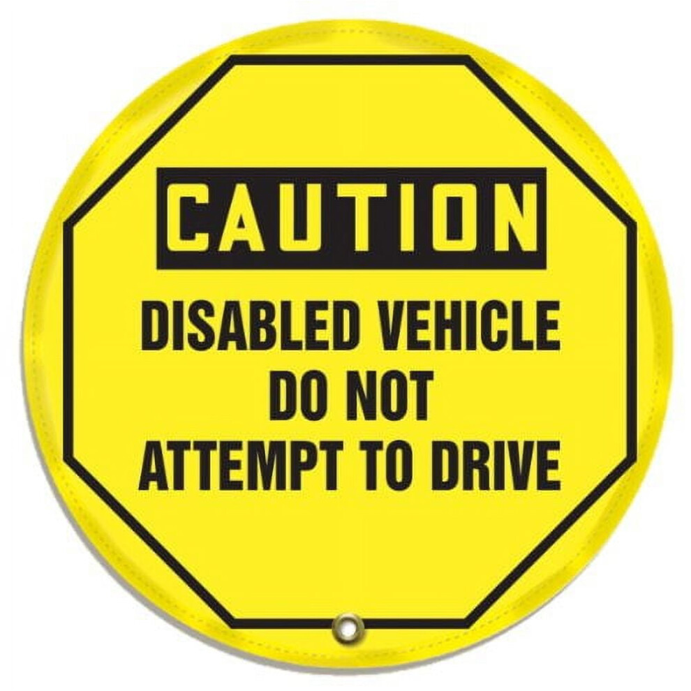 Steering Wheel Cover For Lockout Tagout, Osha-Style Legend Caution Disabled Vehicle Do Not...Drive, Reinforced Vinyl, 20" Diameter, Kdd833 9085618326835