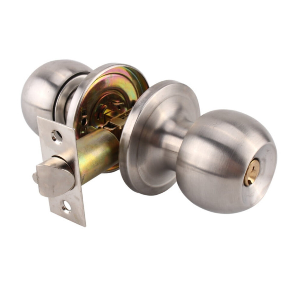 Stainless Steel Rotation Round Door Knobset Handle Round Shaped Entrance Lock Doorknob For Hallway, Closet Easy To Use 9399596091020