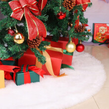 Jupe de sapin de Noël en fausse fourrure blanche avec flocons de neige, 60 cm