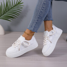 Damesneakers med plattform, rund tå, hvit, størrelse 41
