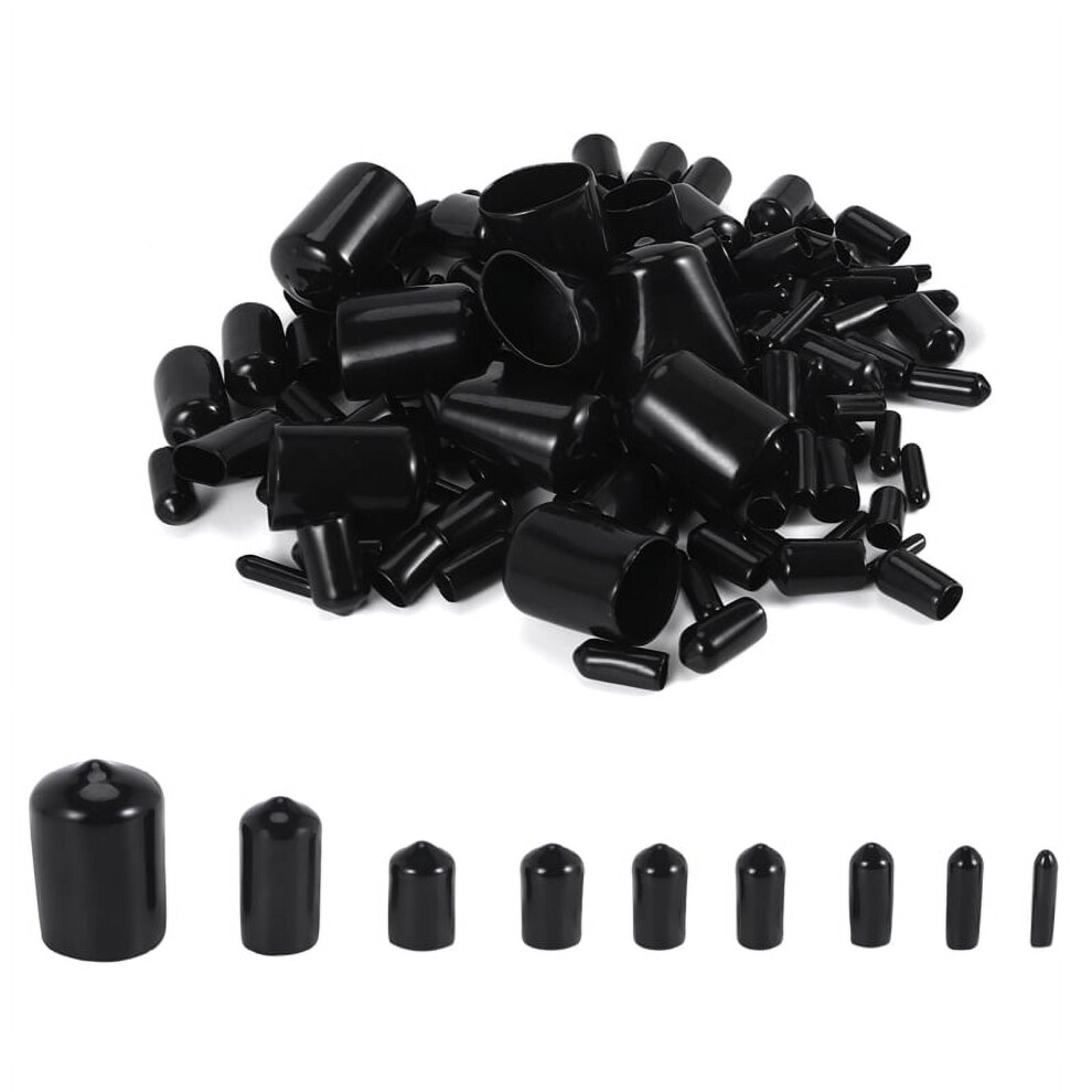 160Pcs Assorted Size Rubber End Caps, Flexible Screw Thread Protector Caps Round Vinyl Bolt Screw Cover Caps In 9 Size 9399596090917