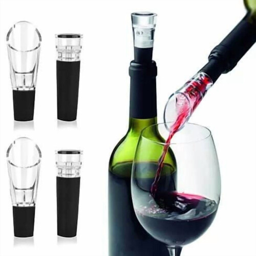 Ensemble verseur et bouchon à vin – 4 pièces